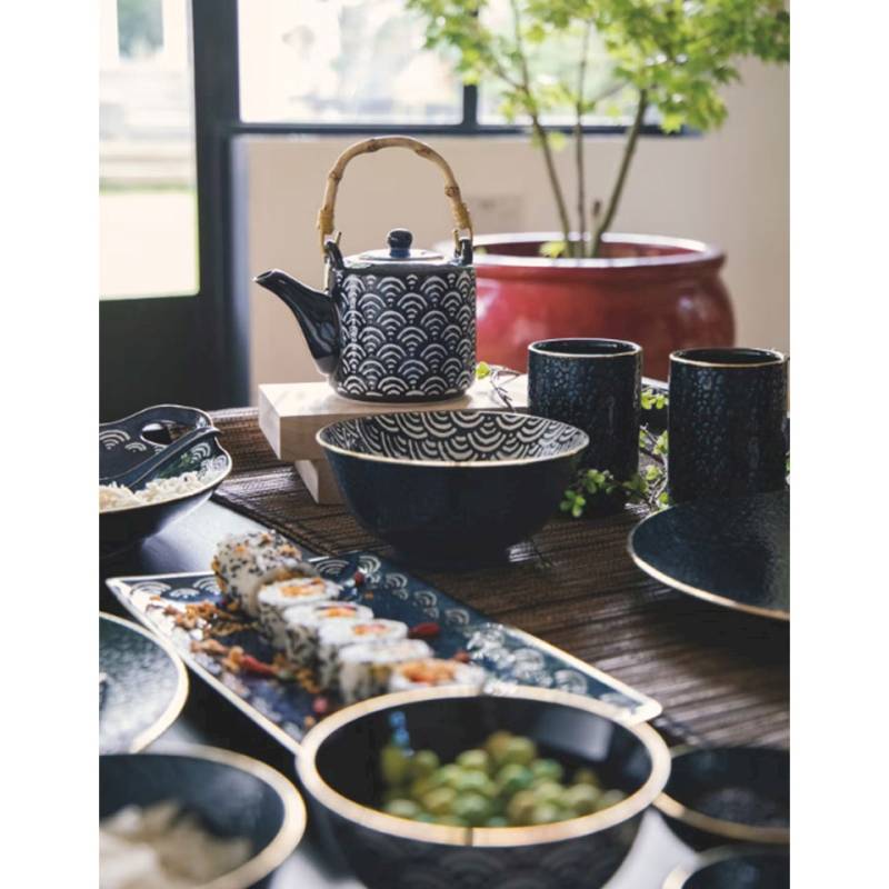 Mikasa Satori tetera de porcelana con decoración azul cl 50