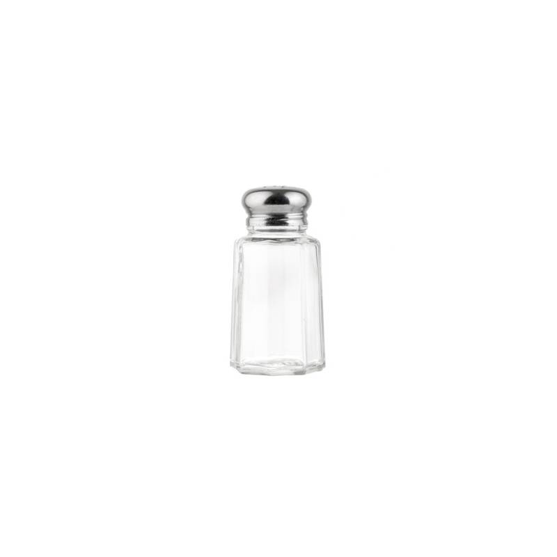 Salière et poivrière en verre strié 7,5x4 cm