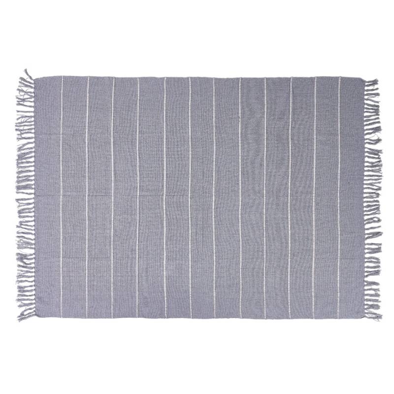 Manta con borlas 100% algodón gris 130x170 cm