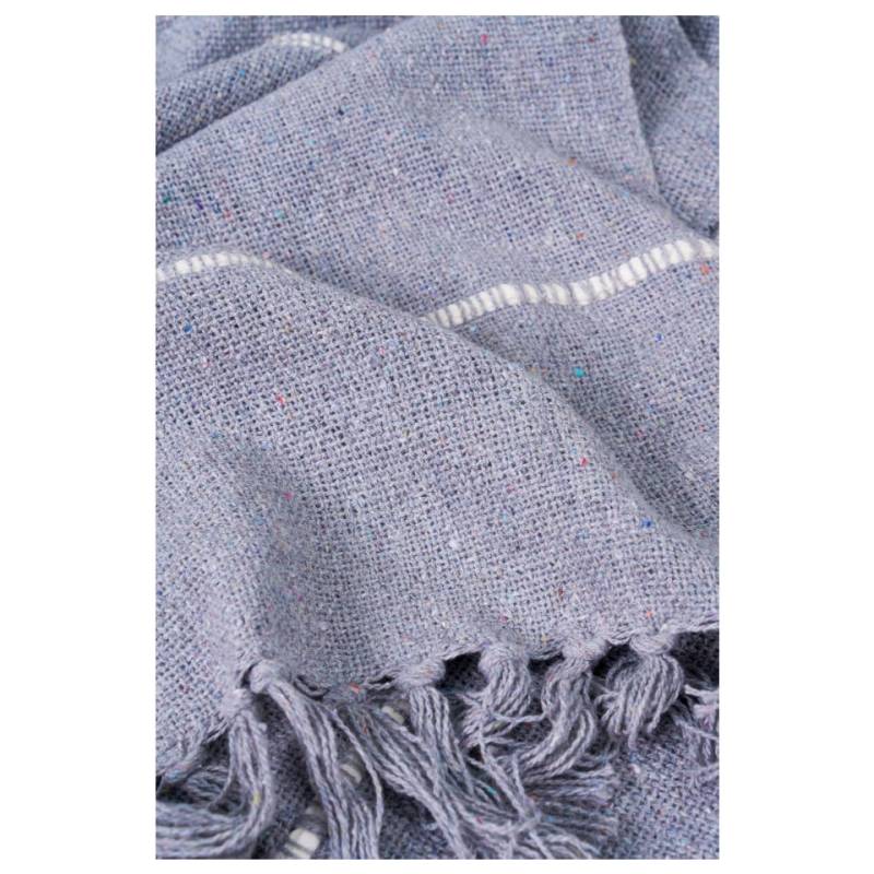 Couverture avec pompons 100% coton gris 130x170 cm