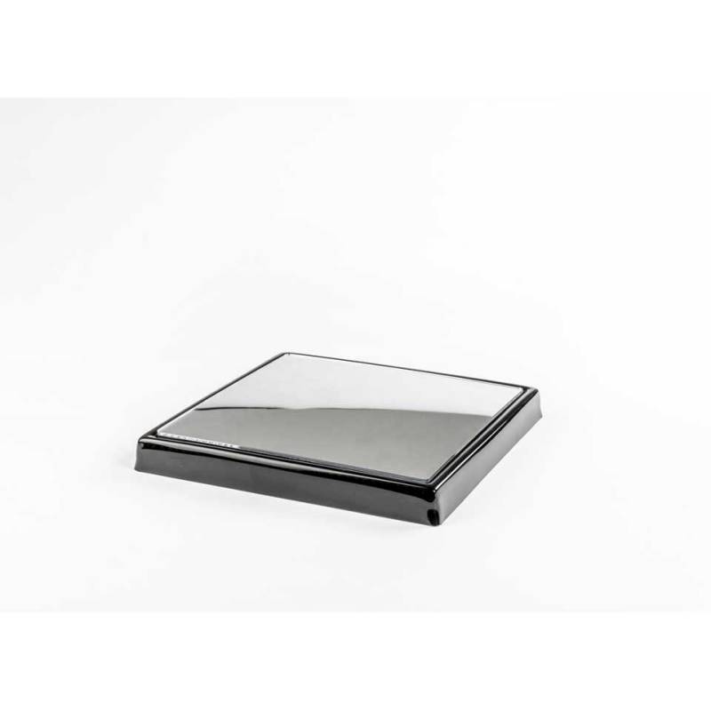 Plateau carré noir en pmma avec miroir 30x30 cm