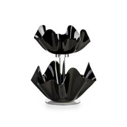 Soporte para bolsitas Onda de plexiglás negro de 2 pisos