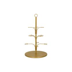 Soporte de árbol para 12 copas de metal dorado