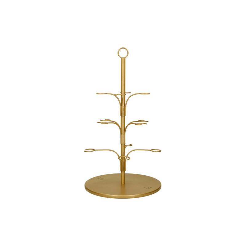 Soporte de árbol para 12 copas de metal dorado