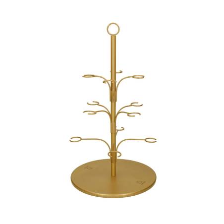 Soporte de árbol para 12 copas de metal dorado