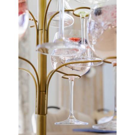 Soporte de árbol para 12 copas de metal dorado