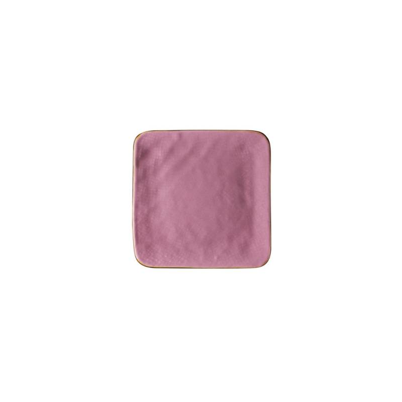 Novelty Home Plato de cerámica cuadrado Mediterráneo rosa cm 11,7