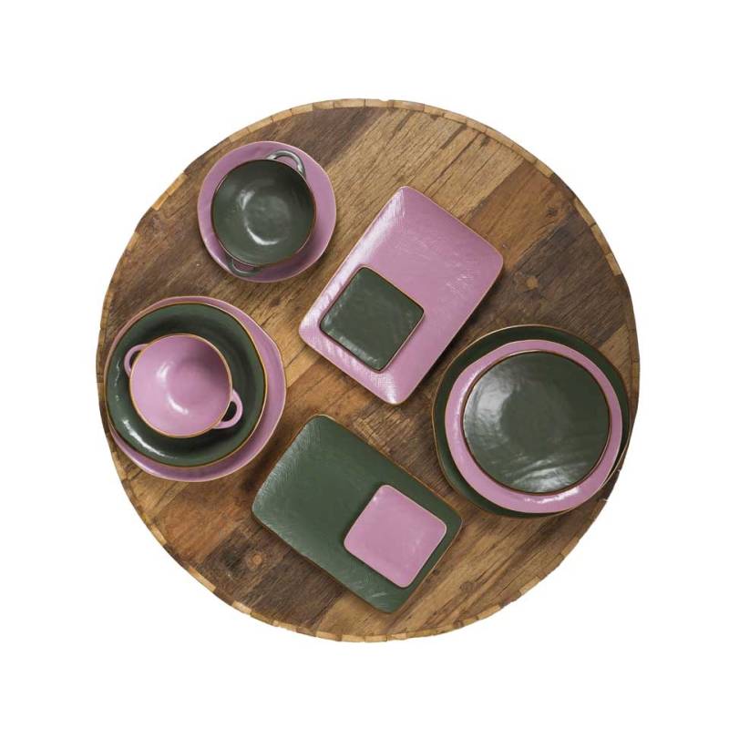 Mediterraneo Novità Home square pink ceramic plate 4.60 inch