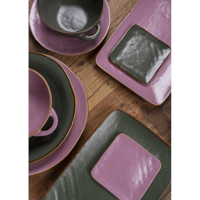 Mediterraneo Novità Home square pink ceramic plate 4.60 inch