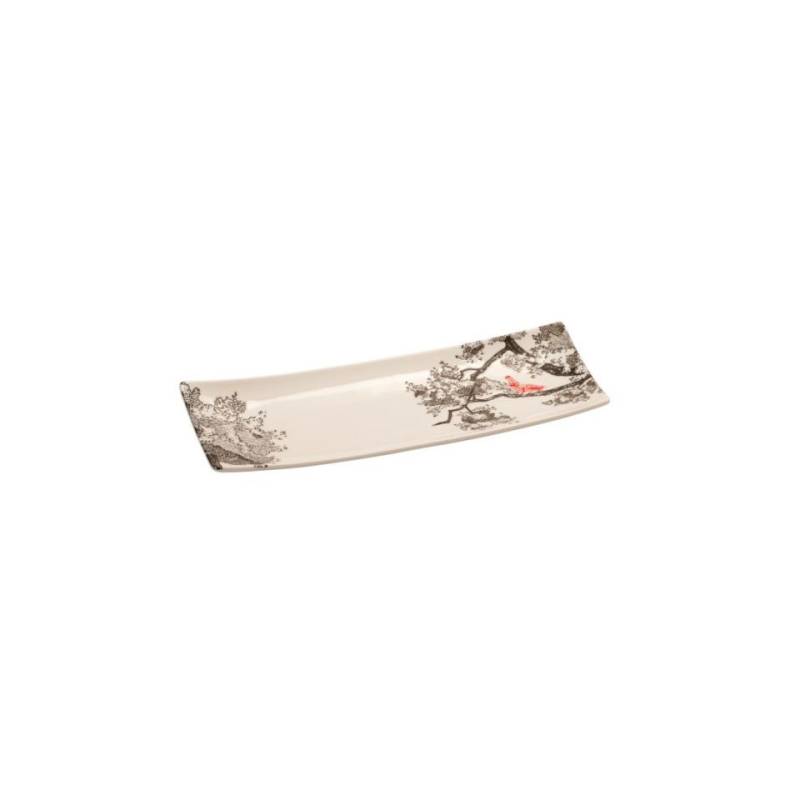 Plateau en porcelaine de Kerasia avec décor de sakura 20,5x7,5 cm