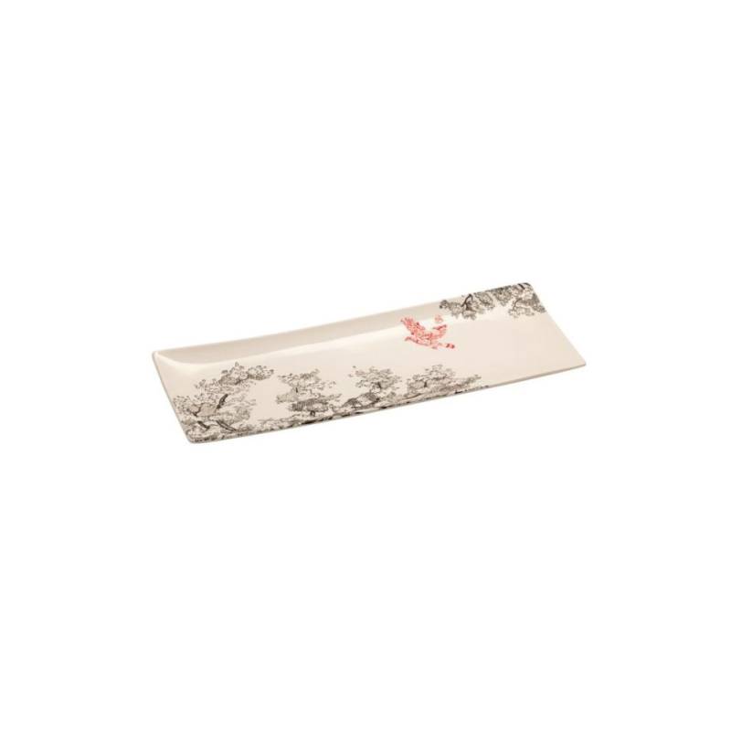 Plateau en porcelaine de Kerasia avec décor de sakura 31x12 cm
