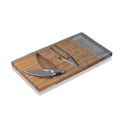 Set Silex préhistorique avec planche à découper, fourchette et couteau