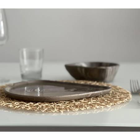 Plat en porcelaine marbrée 26x23 cm