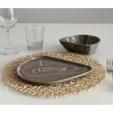 Plat en porcelaine marbrée 26x23 cm