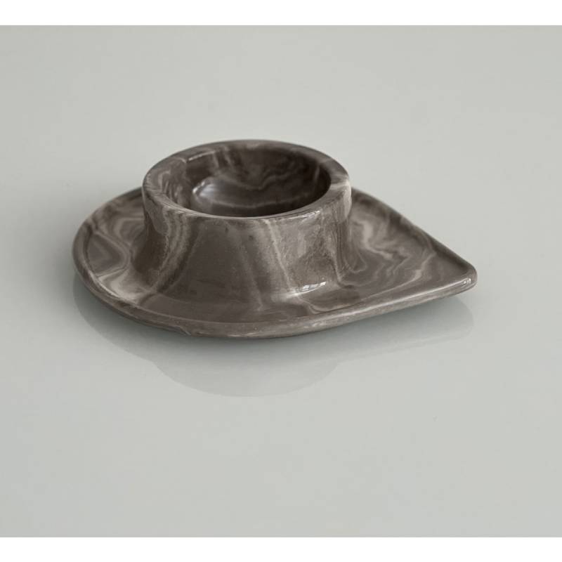 Vulcano Plat en pierre en porcelaine marbrée 24x20x6 cm
