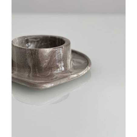 Plato Vulcano Stone de porcelana de piedra jaspeada 24x20x6 cm