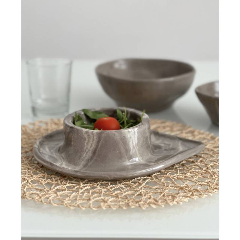 Vulcano Plat en pierre en porcelaine marbrée 24x20x6 cm