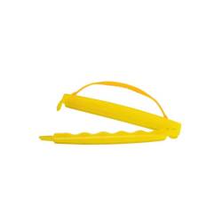 Pinza para cerrar bolsas con asa de plástico amarilla y naranja 28,5 cm