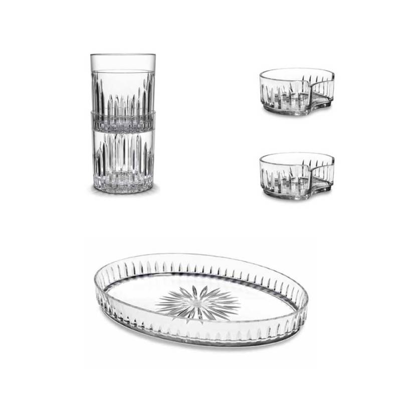 Juego Waf Milano con bandeja, tazas y vasos