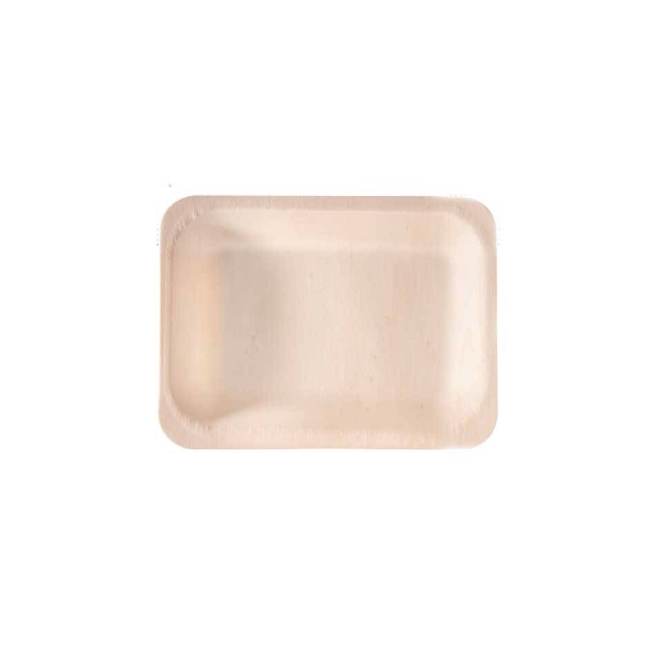 Bandeja rectangular de madera compostable 26,5x21,5 cm