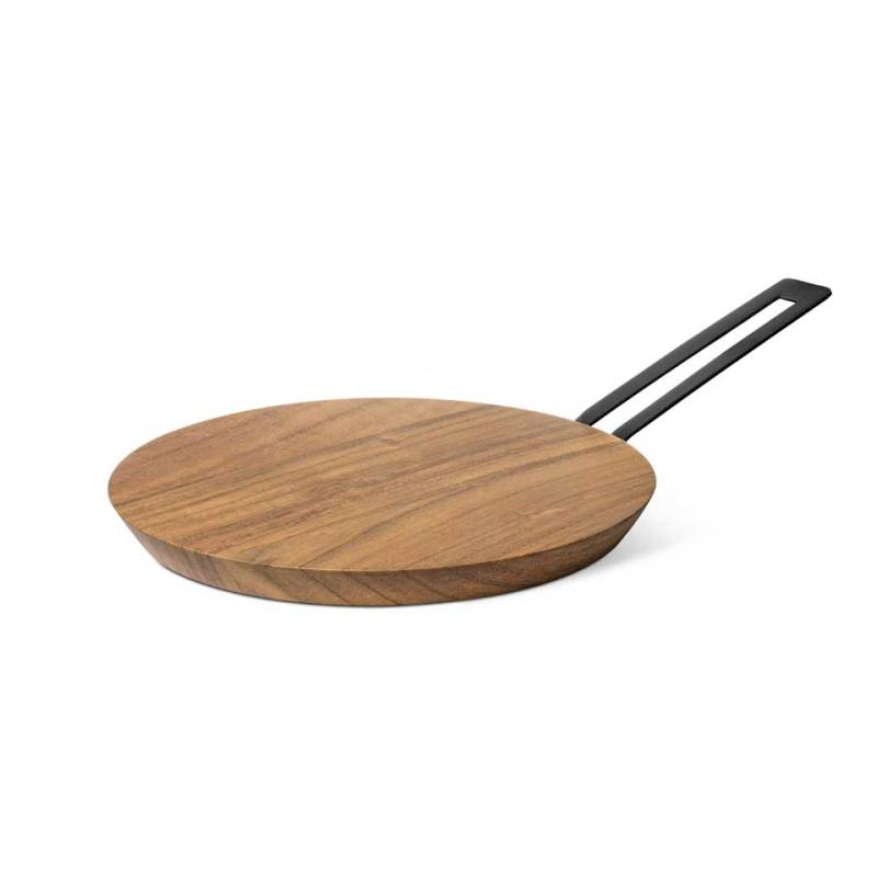 Life planche à découper ronde en bois avec manche en acier 25 cm