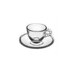 Taza de café de cristal de mármol con plato cl 8,5