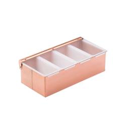 Bandeja para condimentos 4 bandejas de acero inoxidable cobreado cm 30x14,7x9