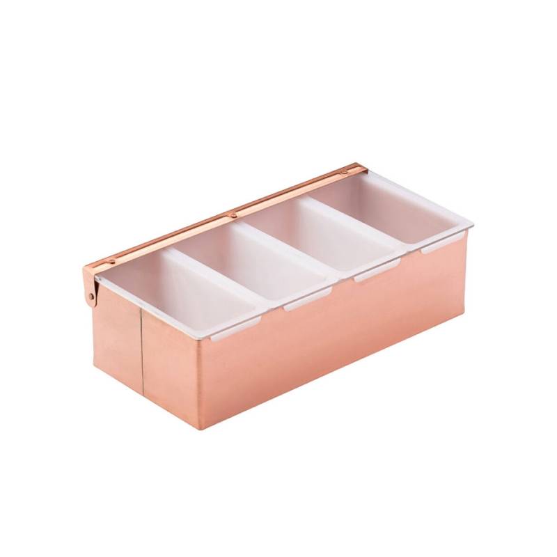 Bac à condiments 4 plateaux en acier inoxydable cuivré cm 30x14,7x9
