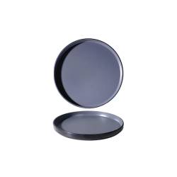 Assiette plate nordique en mélamine bicolore gris et noir 20 cm