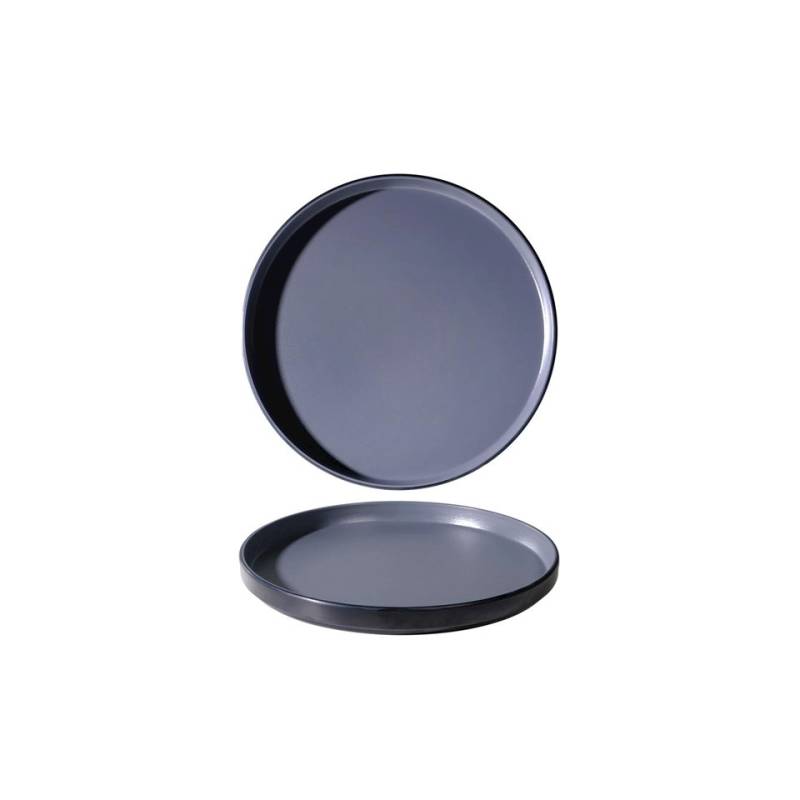 Assiette plate nordique en mélamine bicolore gris et noir 20 cm
