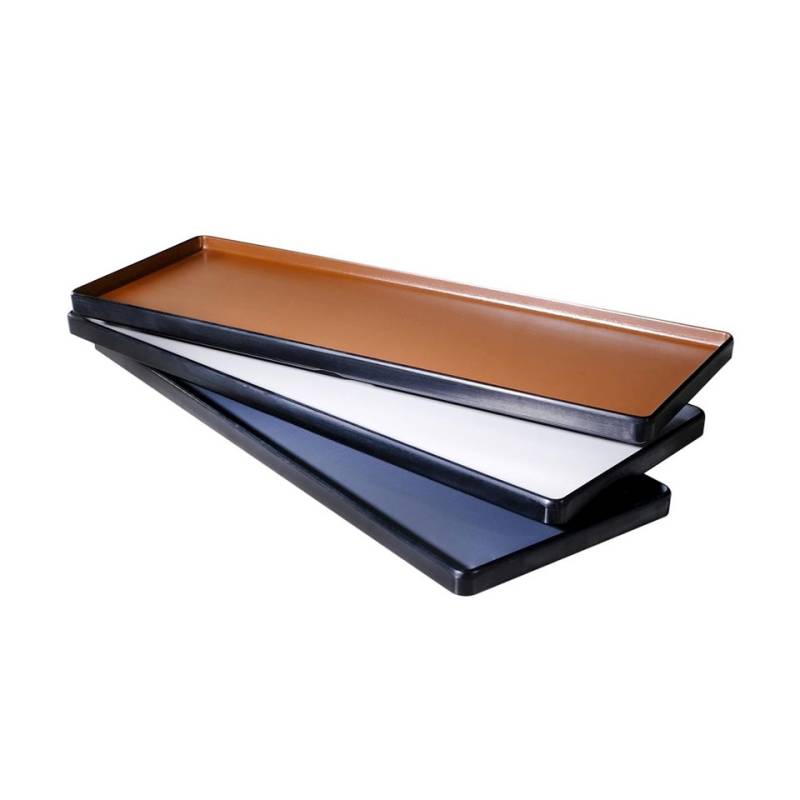 Plateau rectangulaire en mélamine bicolore gris et noir 33x15 cm