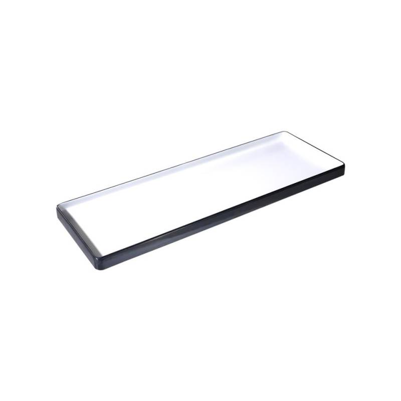 Bandeja rectangular de melamina bicolor blanco y negro 33x15 cm