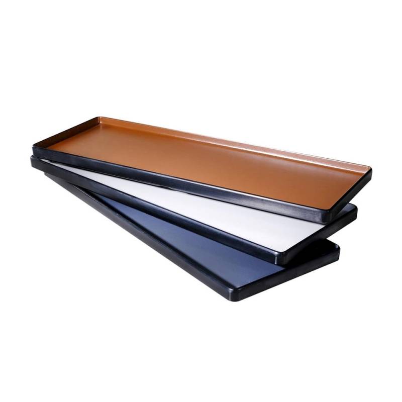 Plateau rectangulaire en mélamine bicolore noir et blanc 33x15 cm