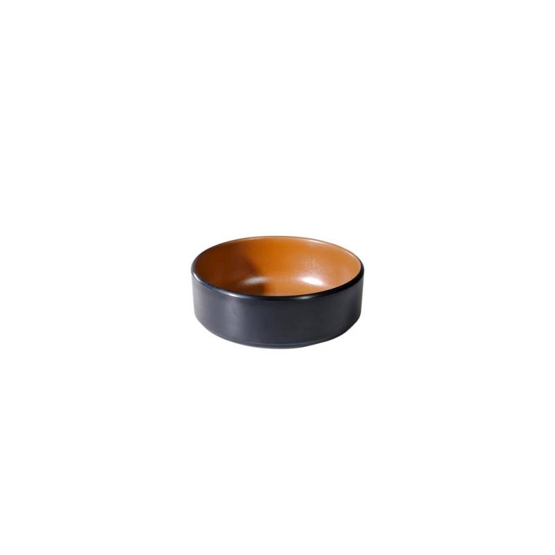 Vaso redondo apilable de melamina bicolor marrón y negro 7,5x2,8 cm