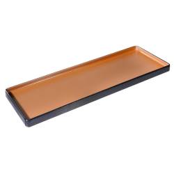Bandeja rectangular de melamina bicolor marrón y negro 50x18 cm