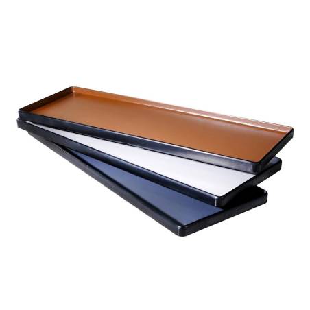 Bandeja rectangular de melamina bicolor marrón y negro 50x18 cm