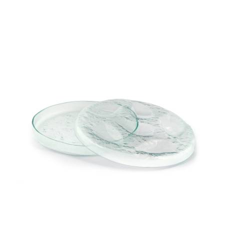 Assiette Huîtres 100% Chef 6 empreintes en verre cm 26x4