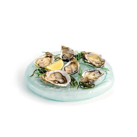 Assiette Huîtres 100% Chef 6 empreintes en verre cm 26x4