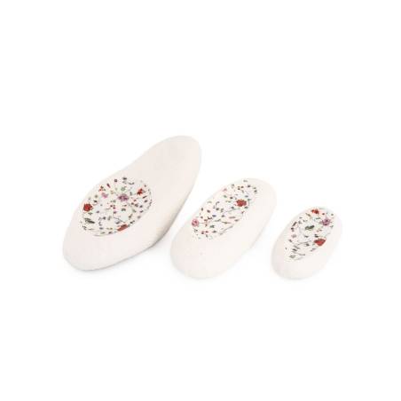 Mini Rock Deco Flowers 100% Chef plat en porcelaine blanche avec décoration florale 17x8x4 cm