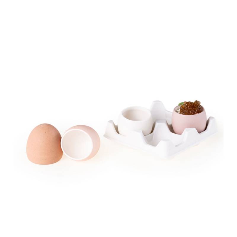 Boîte à oeufs 100% Chef 4 empreintes en porcelaine blanche