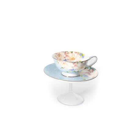 Tea Cup Versailles 100% Chef blue and pink porcelain floral decor plate-raised cup cl 20