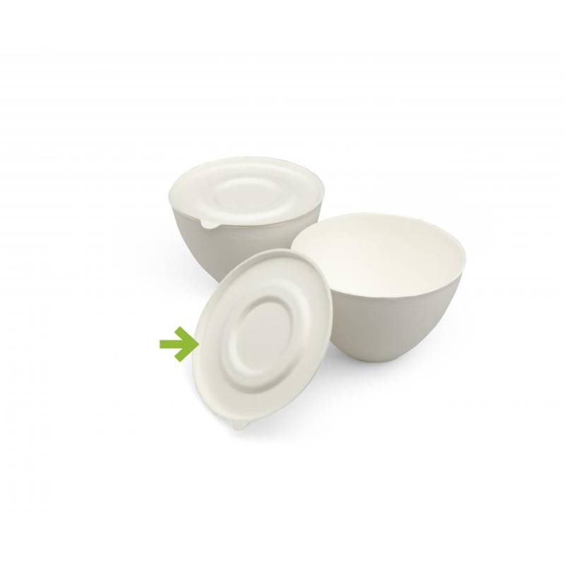 Haut Couvercle rond en bagasse blanche 12 cm