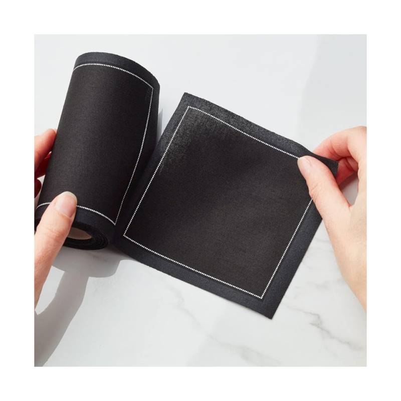 MyDrap rouleau de sous-verres 100% coton noir 10x10 cm