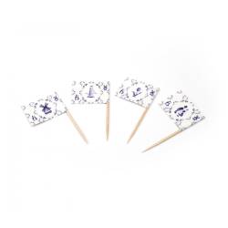 Antiguas banderas holandesas de madera y papel con decoración azul 6,5 cm