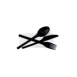 Juego de cubiertos Refork negro con servilleta