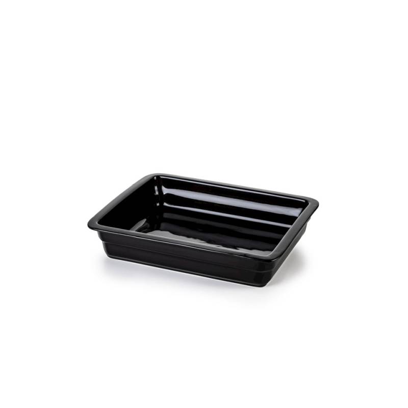 Gastronomía 1/2 plato rectangular de porcelana negra cm 32x26,5x6,5