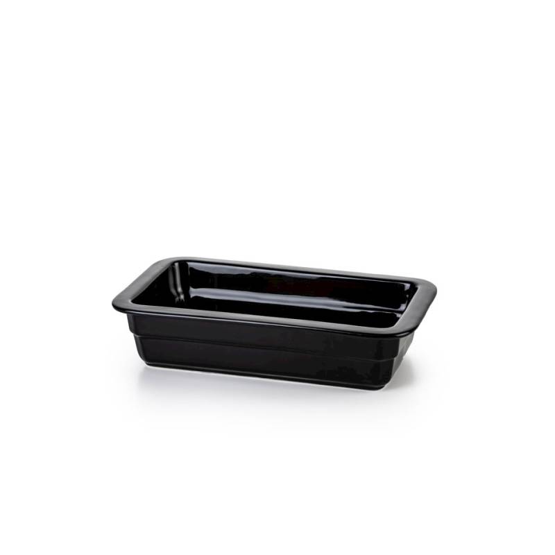 Plat rectangulaire Gastronorm en porcelaine noire 1/4 cm 26,5x16,3x6,5