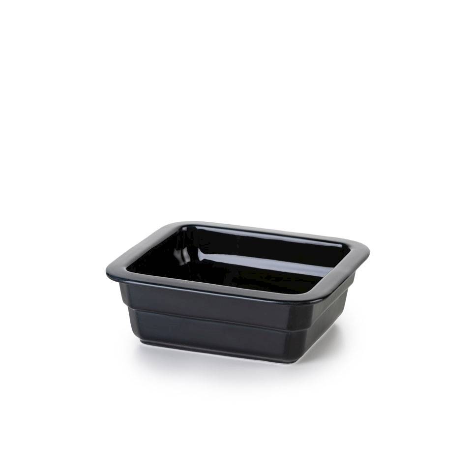 Gastronorm plato rectangular de porcelana negra 1/6 cm 17.6x16.2x6.5