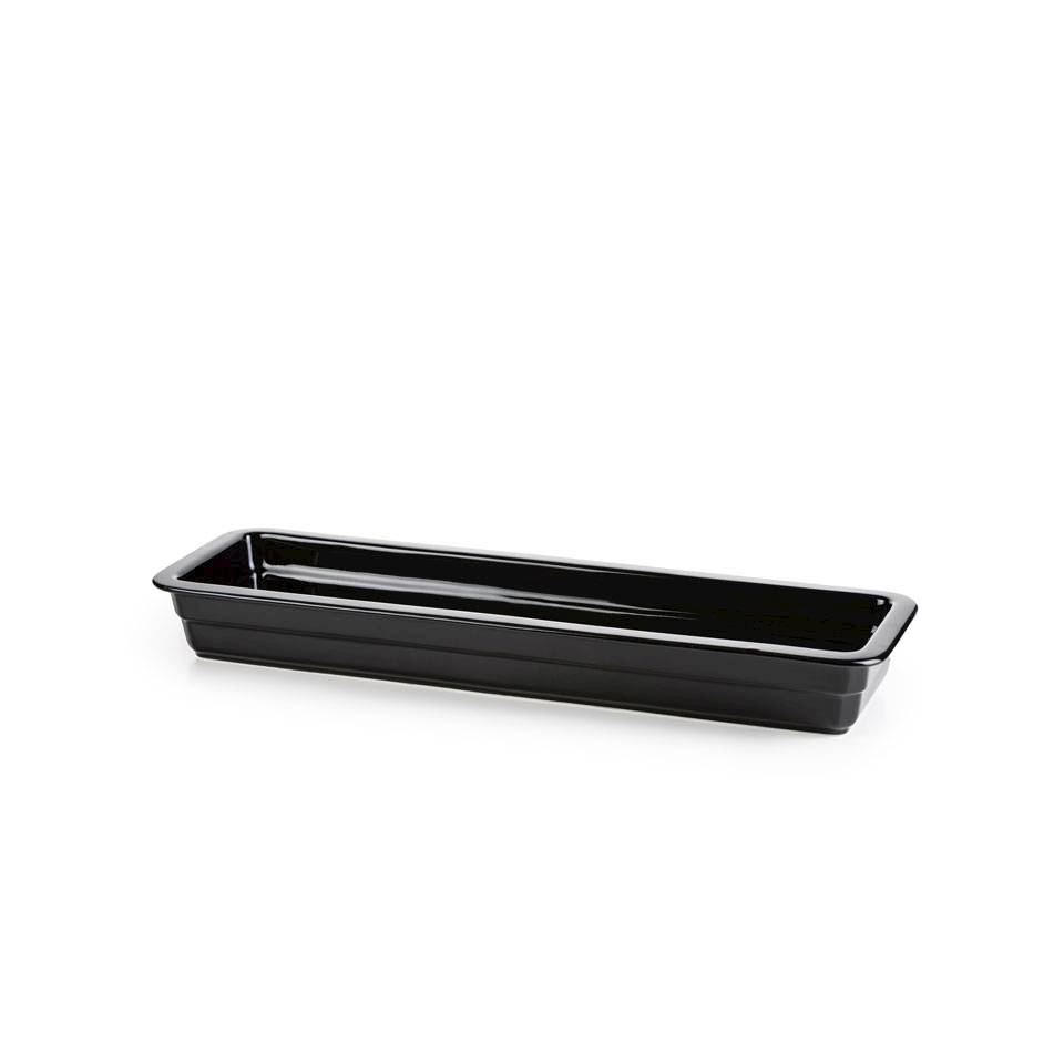 Gastronorm plato rectangular porcelana negra 2/4 cm 53x16x6,5