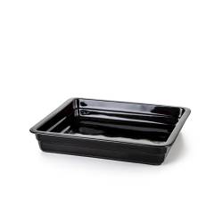 Plat rectangulaire Gastronorm en porcelaine noire 2/3 cm 35x32,5x6,5